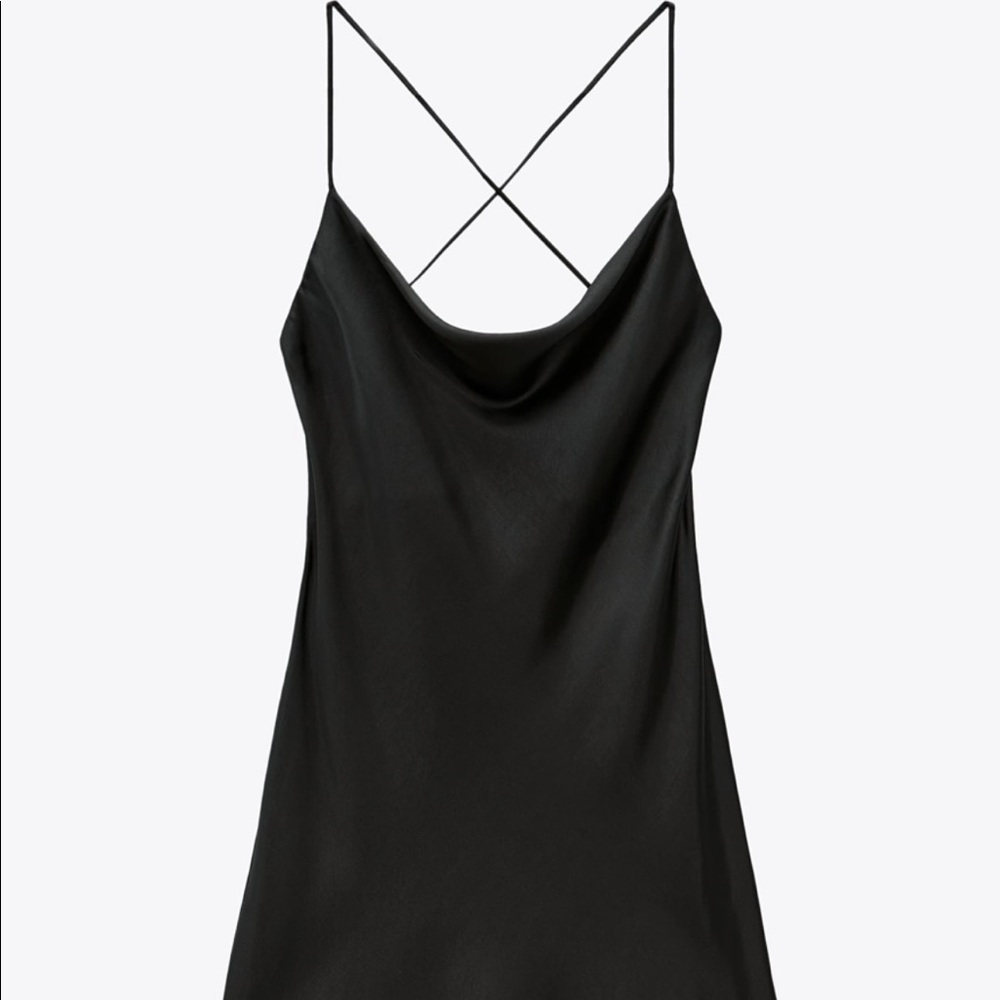 Zara black cowl satin slip dress